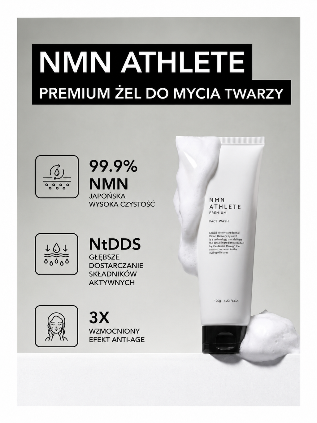 NMN Athlete Premium Face Wash - Pianka oczyszczająca z NMN do codziennej pielęgnacji skóry*