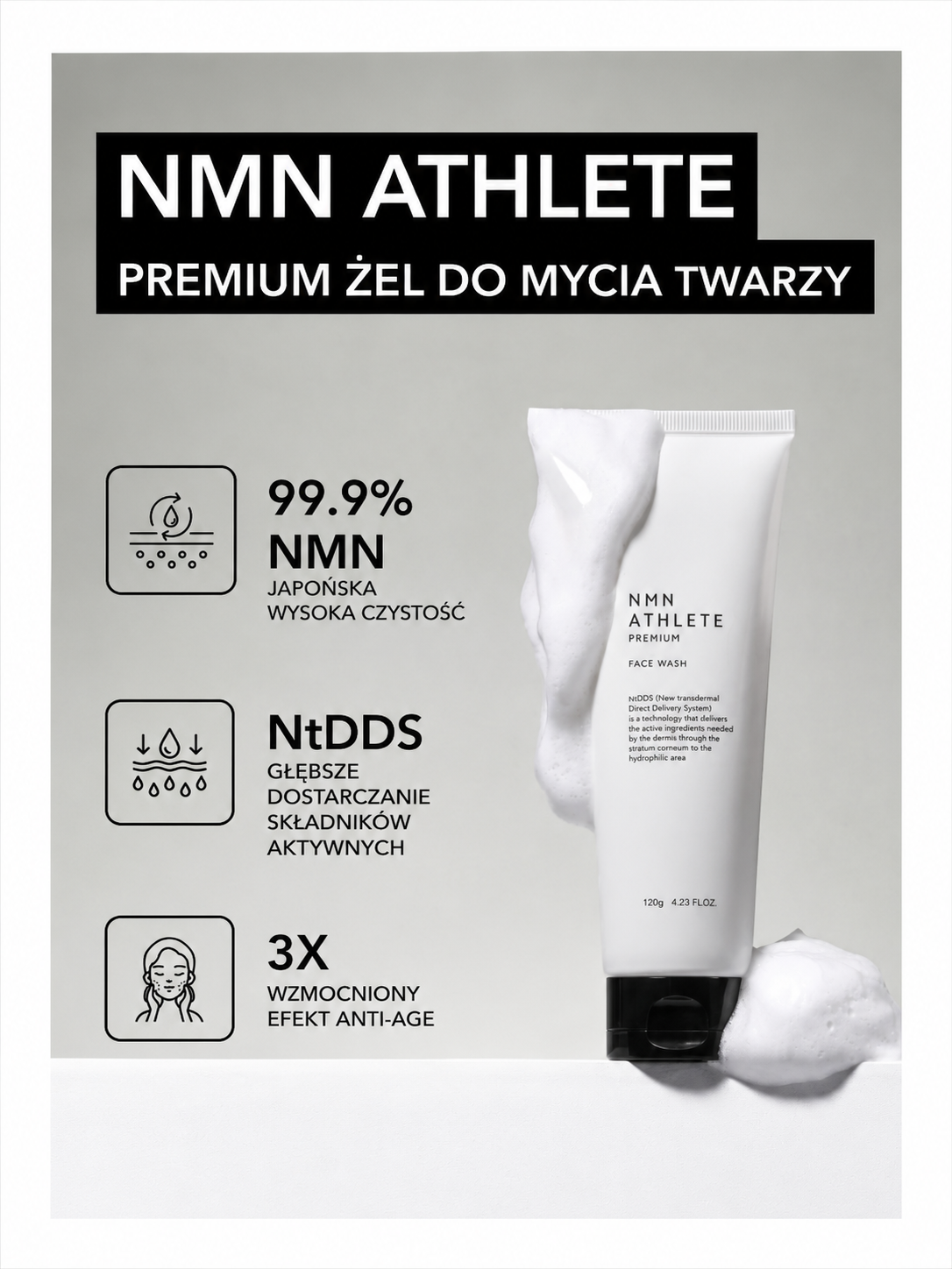 NMN Athlete Premium Face Wash - Pianka oczyszczająca z NMN do codziennej pielęgnacji skóry*