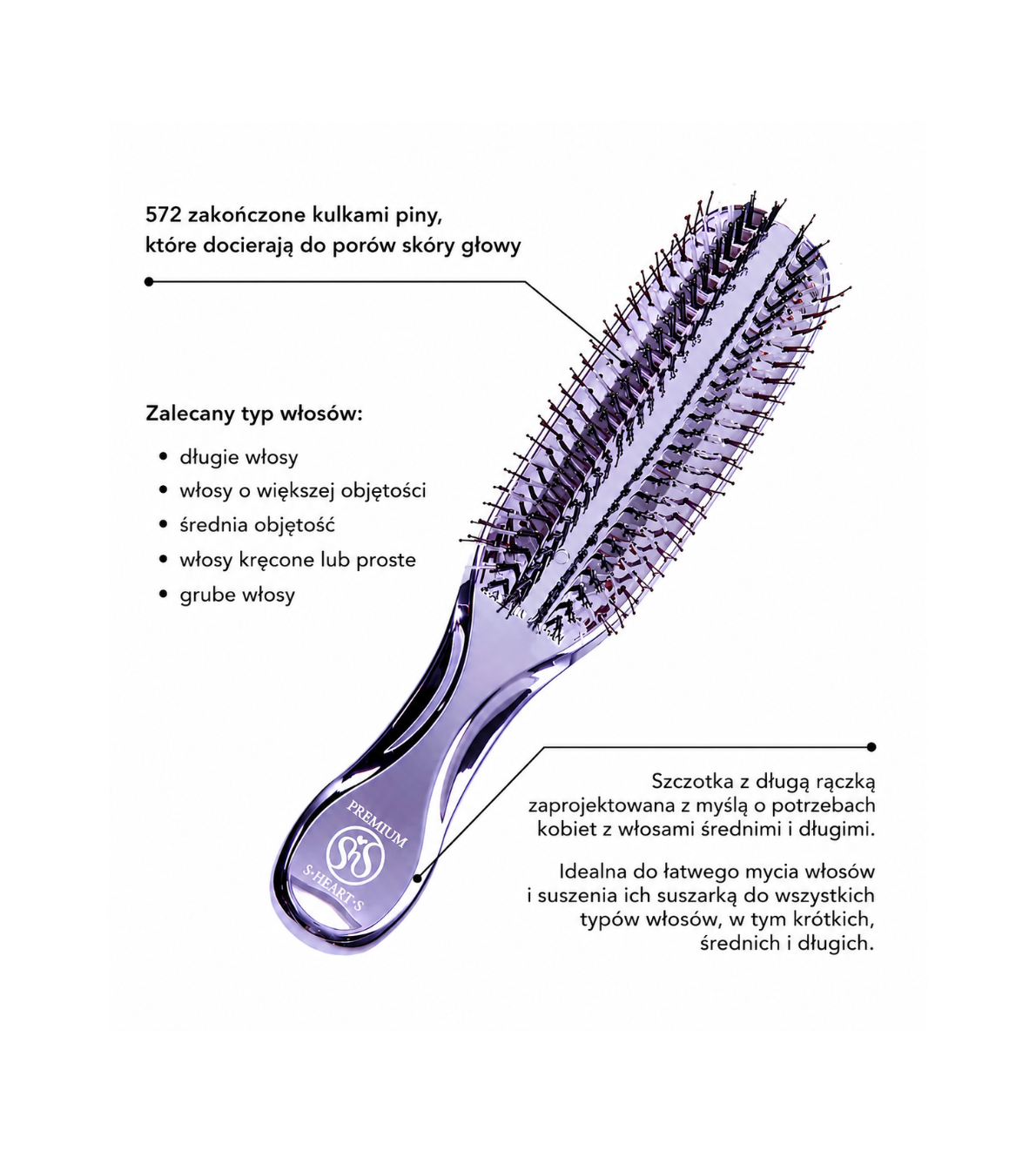 S-HEART-S Scalp Brush World Premium Long Purple Gift Box