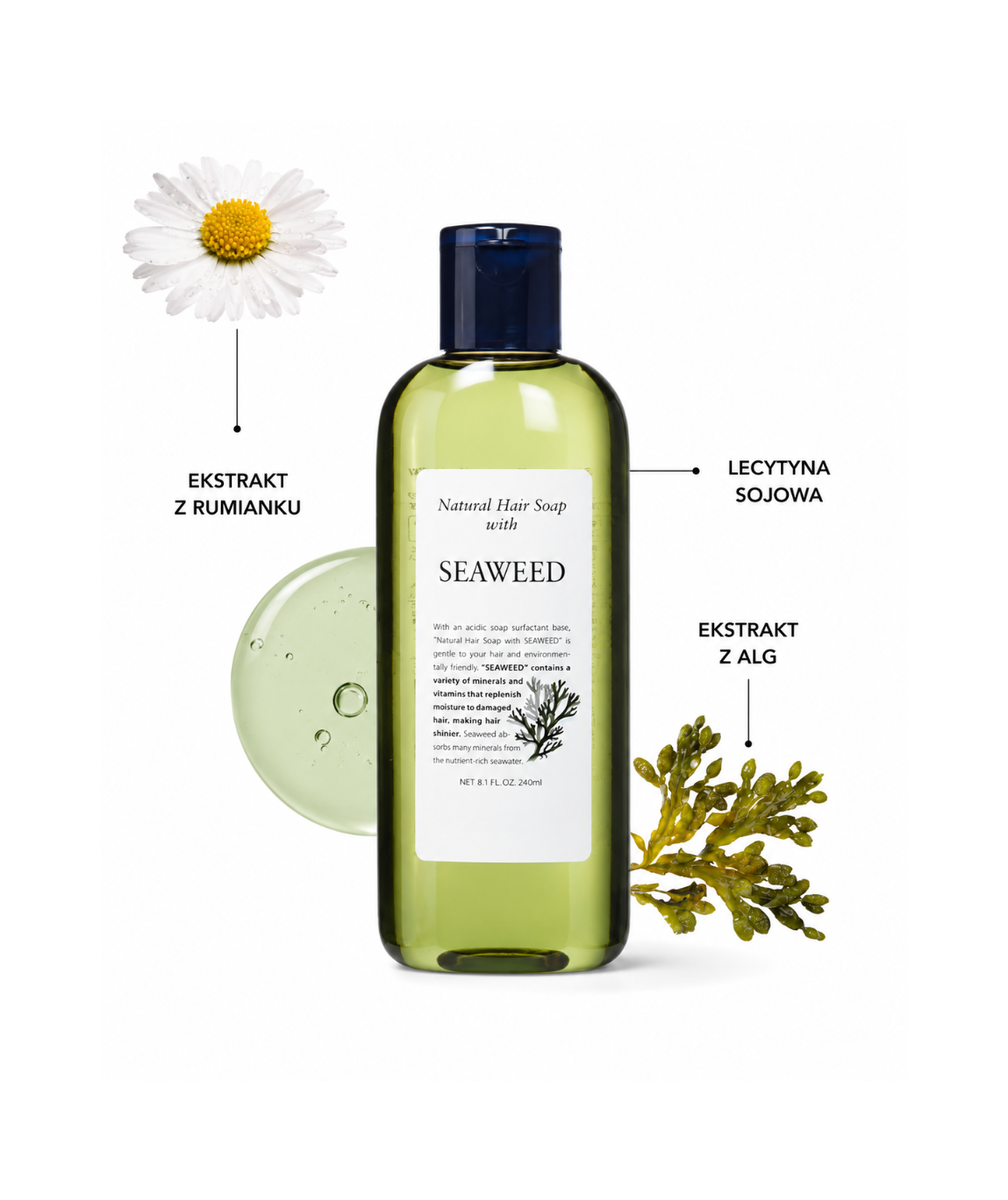 Natural Hair soap Seaweed - Do delikatnego oczyszczania włosów normalnych i lekko uszkodzonych*