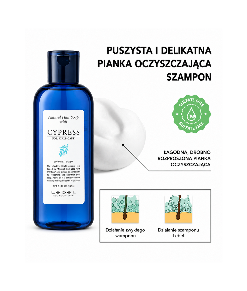 Natural Cypress Shampoo – Delikatny szampon do wrażliwej, suchej skóry głowy i łupieżu suchego*
