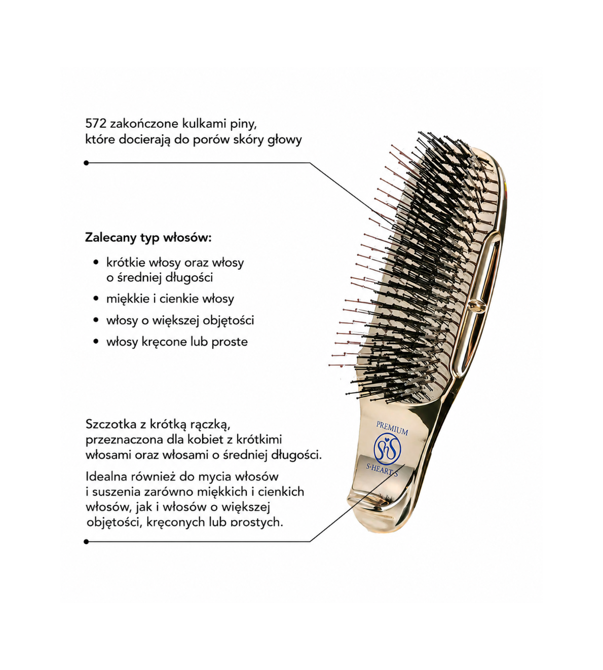 S-HEART-S Scalp Brush World Premium Short Champagne Gold Gift Box