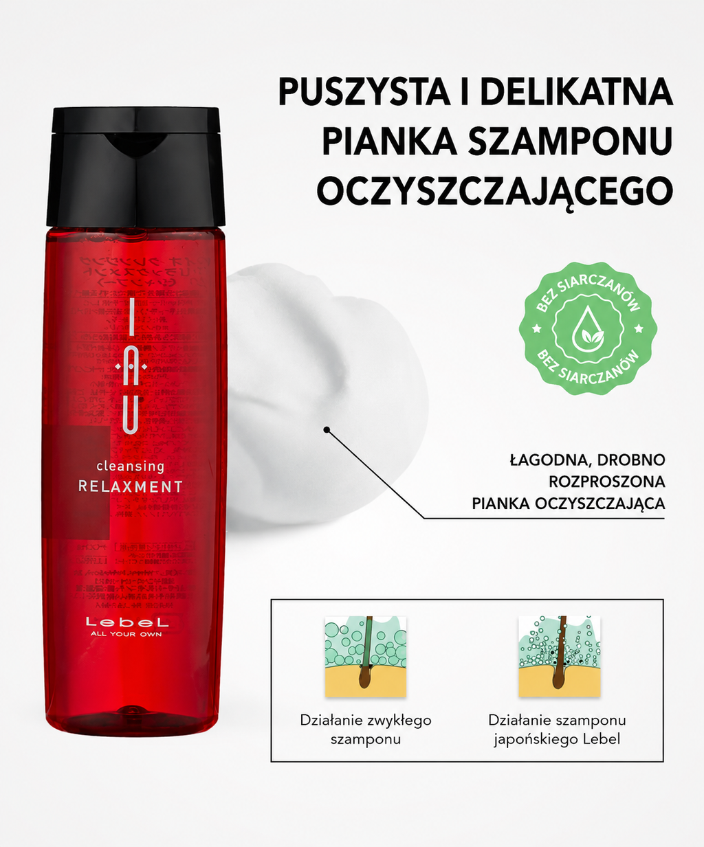 Lebel IAU Cleansing Relaxment shampoo - Szampon głęboko nawilżający z relaksującym aromatem*