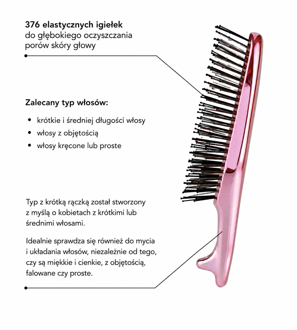 S-HEART-S Scalp Brush Patra by Emit Pink Short - Szczotka oczyszczająco-masująca do każdego rodzaju włosów*