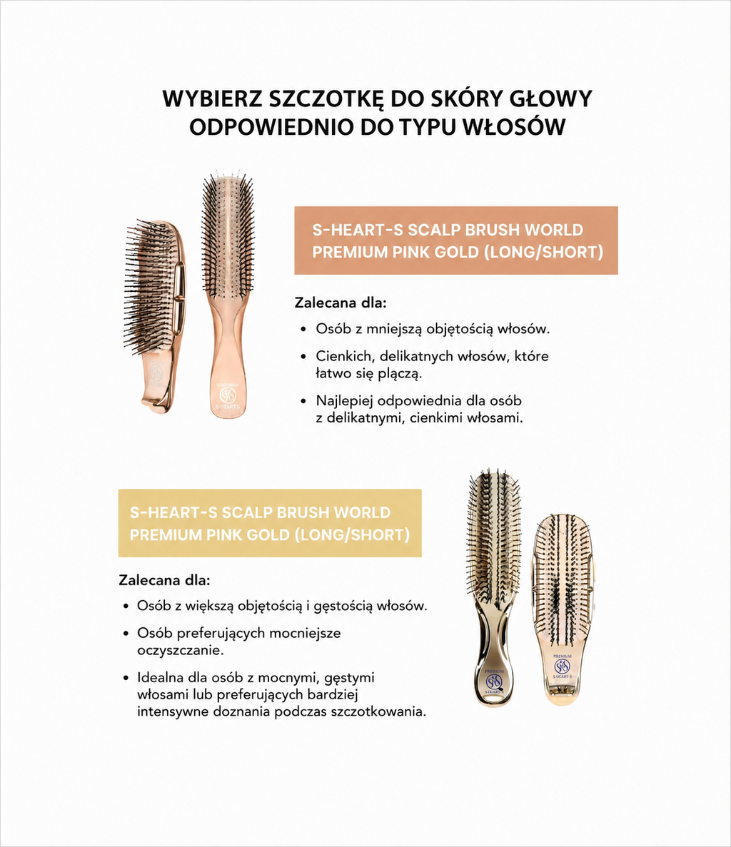 S-HEART-S Scalp Brush World Premium Short Gold - Grzebień do oczyszczania i masażu skóry głowy dla wszystkich typów włosów*