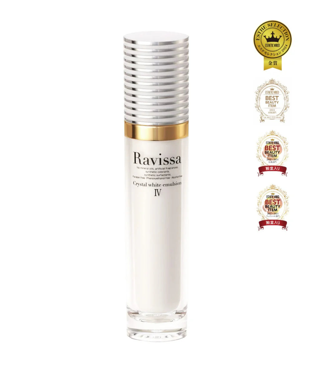 Ravissa Crystal White Emulsion – Rozświetlająca emulsja anti-age z peptydami i wodą wodorową*