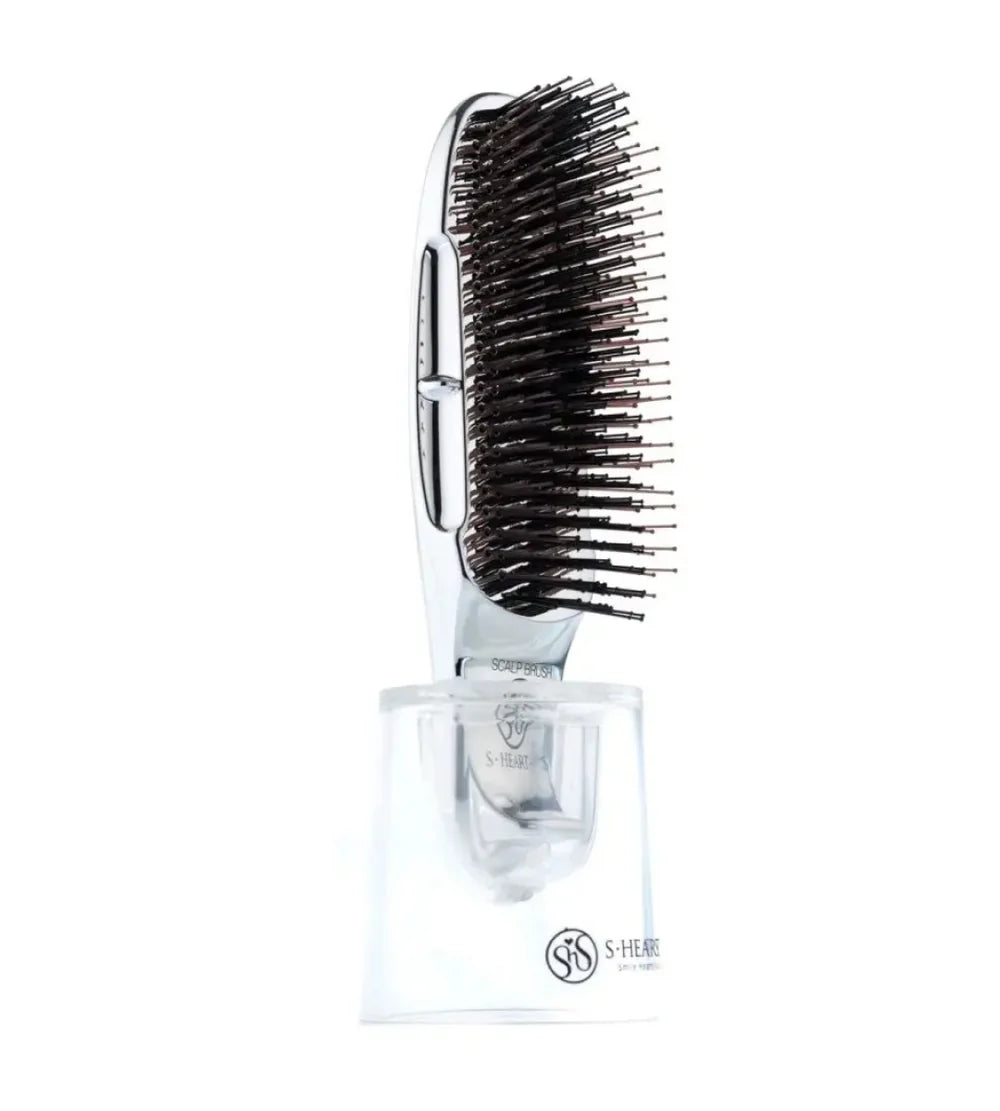 S-HEART-S Scalp Brush Plus Short Silver - Grzebień do oczyszczania i masażu – wszystkie typy włosów, szczególnie krótkie i średnie, o średniej lub większej gęstości*