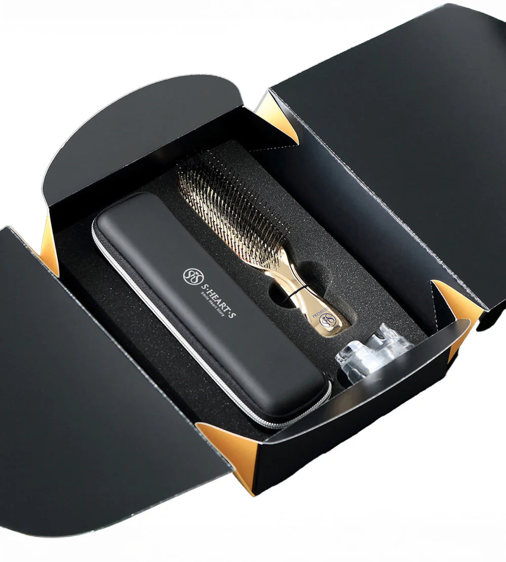 S-HEART-S Scalp Brush World Premium Long Champagne Gold Gift Box - szczotka do skóry głowy w pudełku prezentowym*