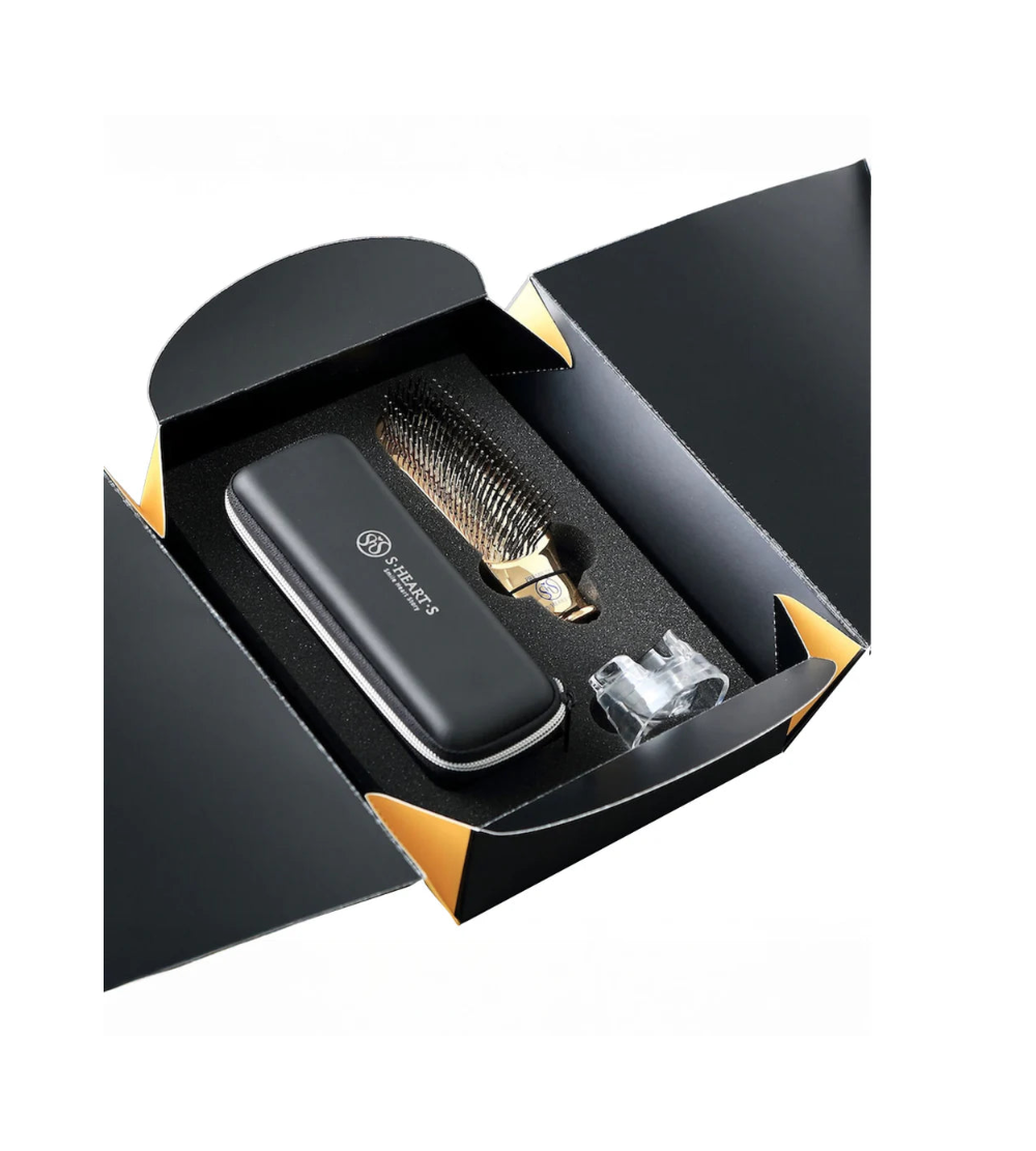 S-HEART-S Scalp Brush World Premium Short Champagne Gold Gift Box