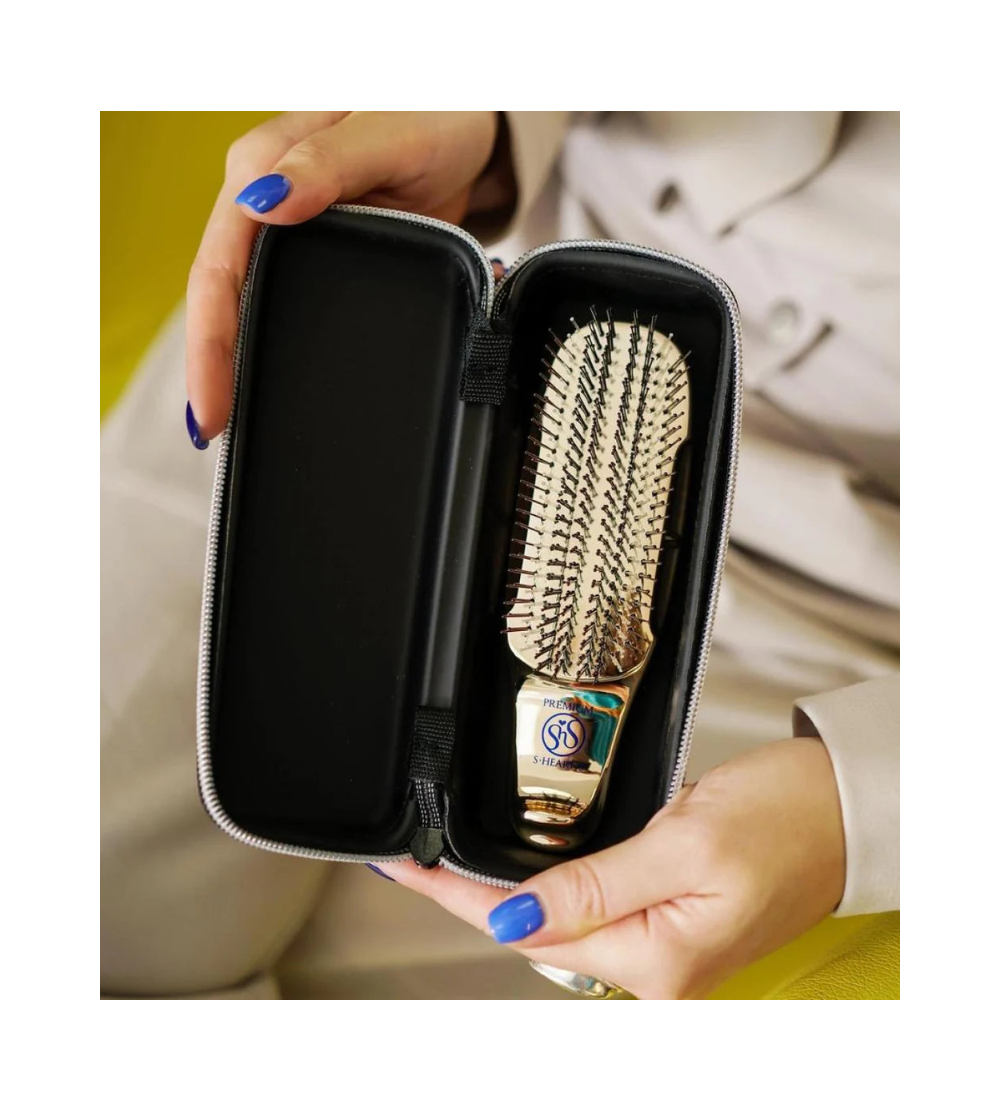S-HEART-S Semi-Hard Comb Case Black for short brushes - Etui podróżne*