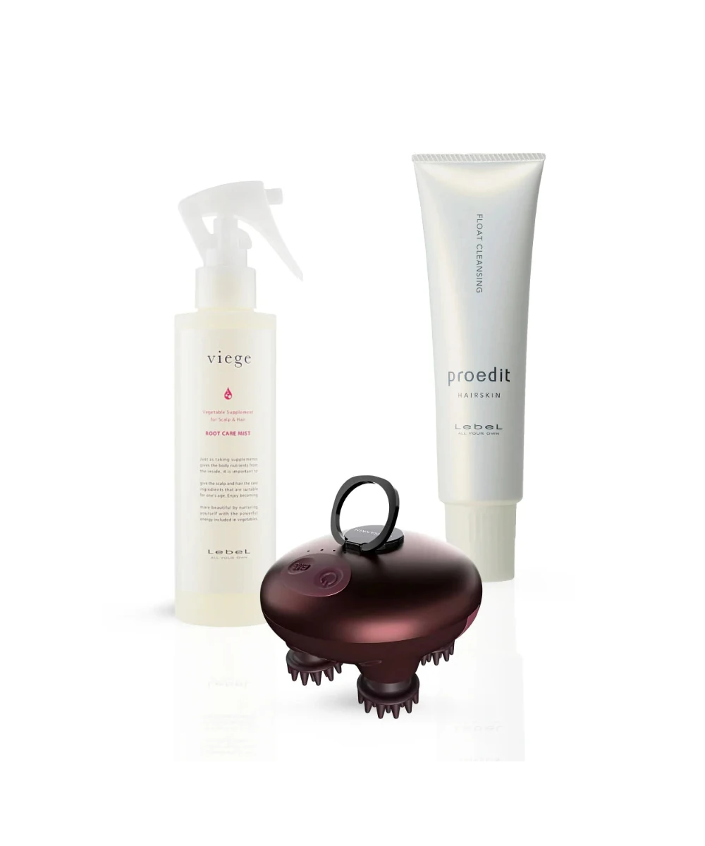 Zestaw Scalp Reset Ritual Pro - spray Viege, krem Proedit i masażer do skóry głowy